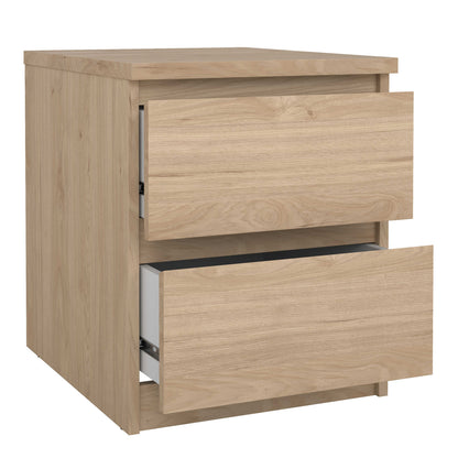 Budapest Natural Oak Effect Wood Bedside Table 2 Drawers