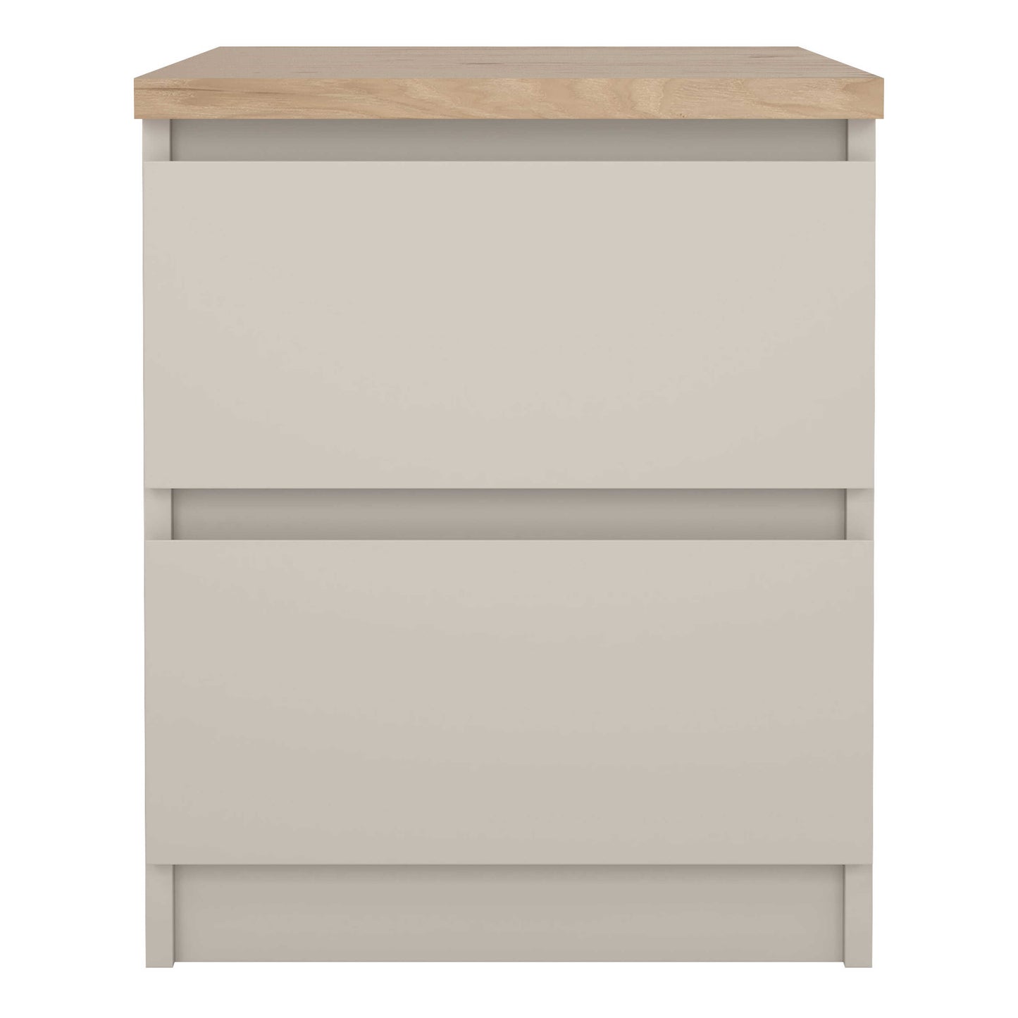 Budapest Cream and Natural Oak Effect Wood Bedside Table 2 Drawers