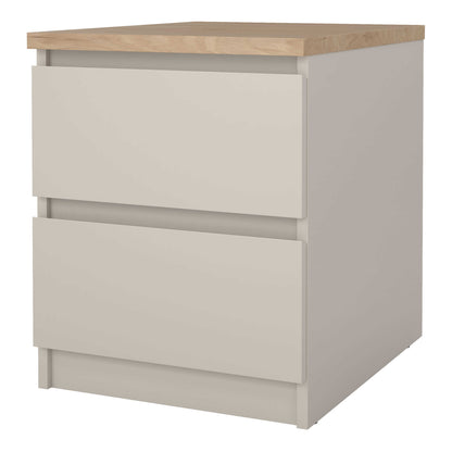 Budapest Cream and Natural Oak Effect Wood Bedside Table 2 Drawers