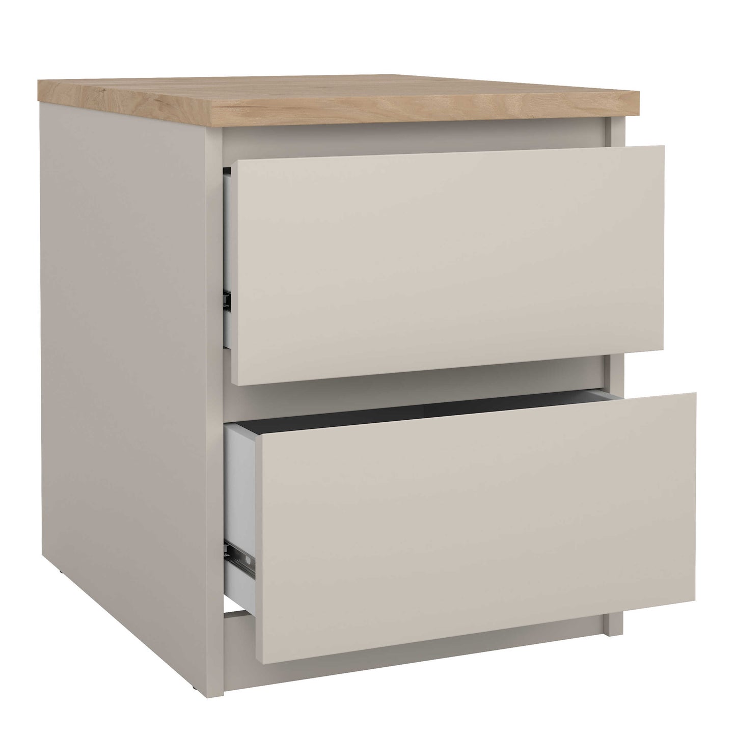 Budapest Cream and Natural Oak Effect Wood Bedside Table 2 Drawers