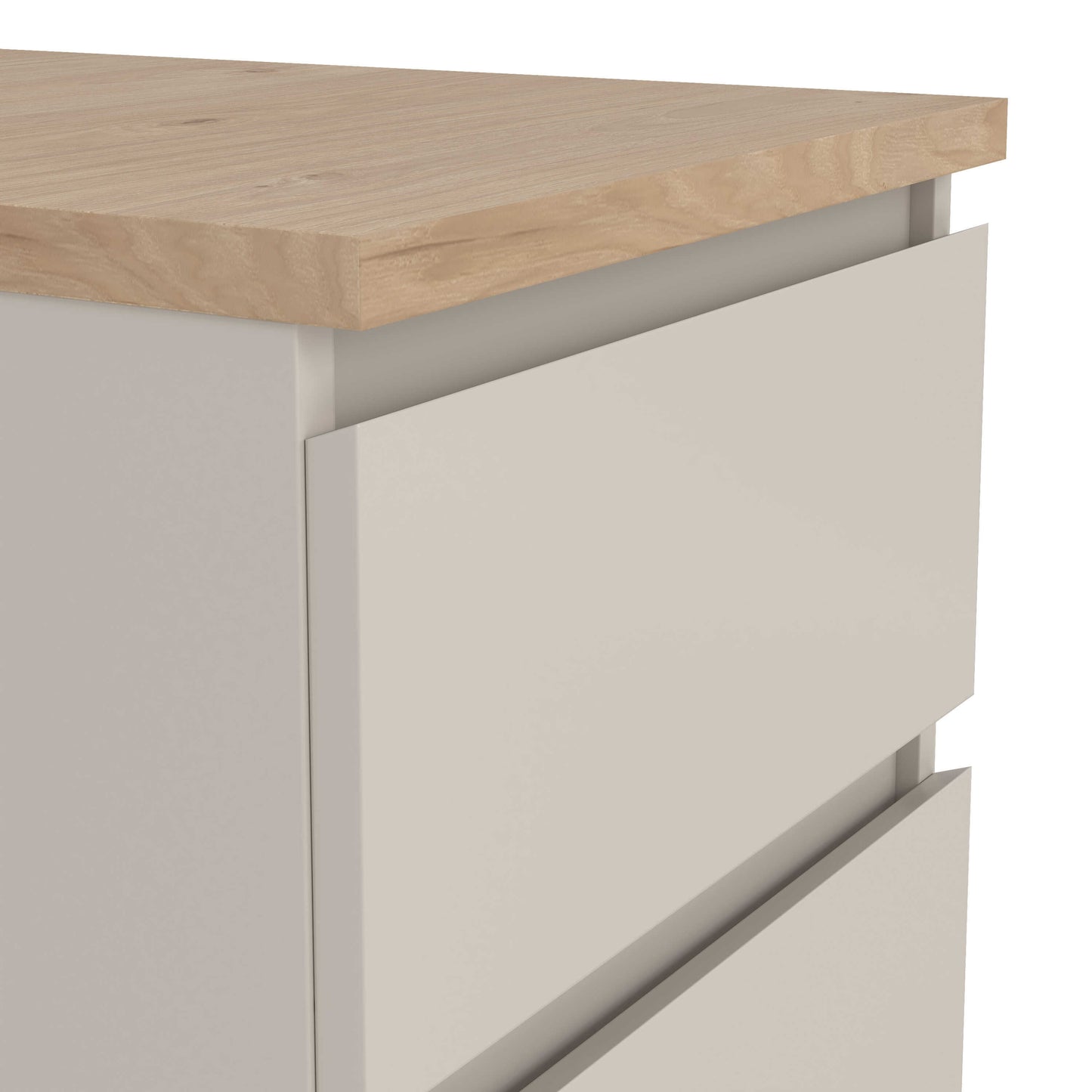 Budapest Cream and Natural Oak Effect Wood Bedside Table 2 Drawers