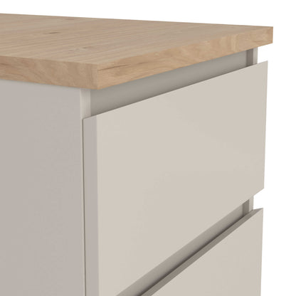 Budapest Cream and Natural Oak Effect Wood Bedside Table 2 Drawers