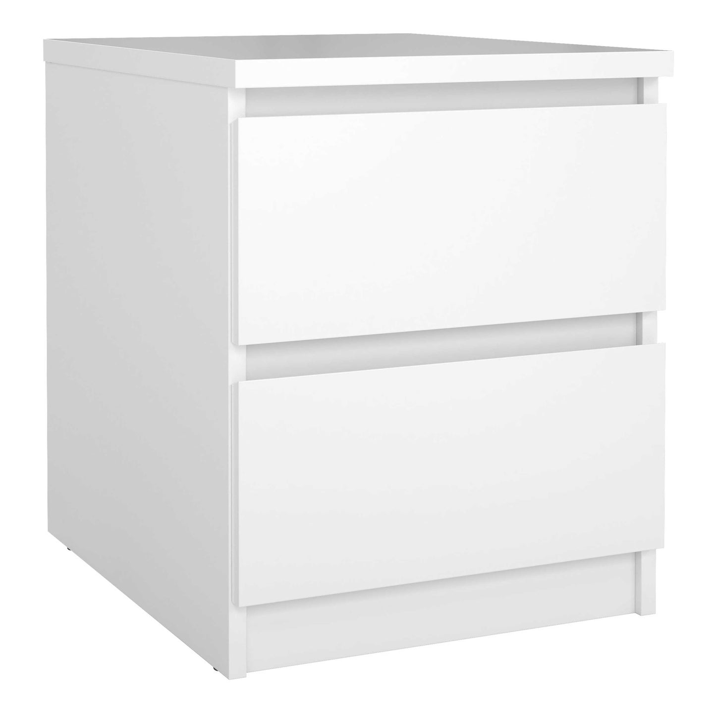 Budapest White Wood Bedside Table 2 Drawers