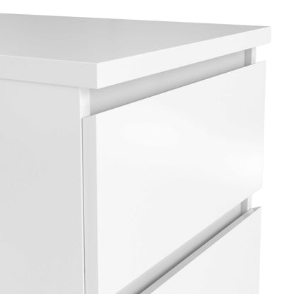 Budapest White Wood Bedside Table 2 Drawers