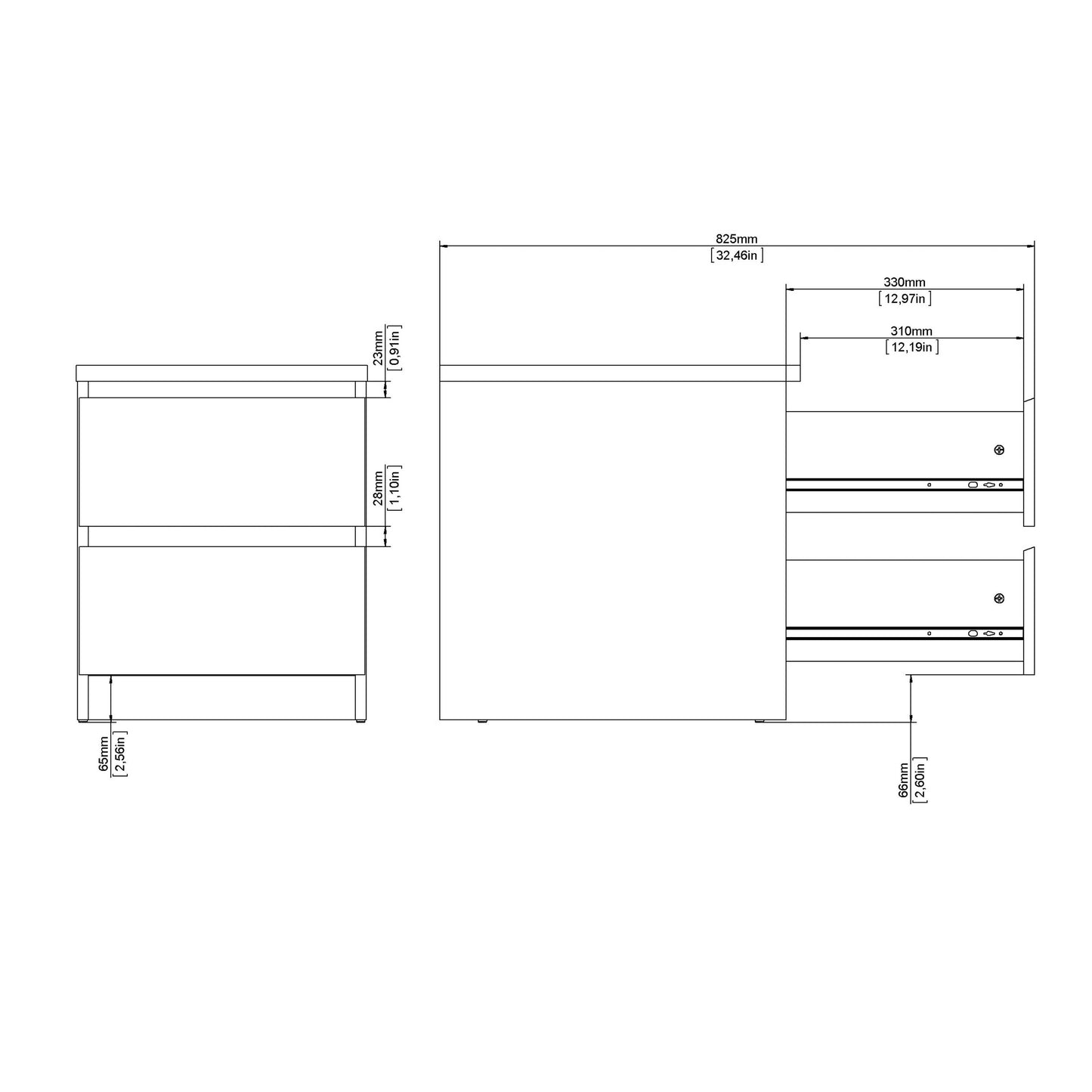 Budapest White Wood Bedside Table 2 Drawers
