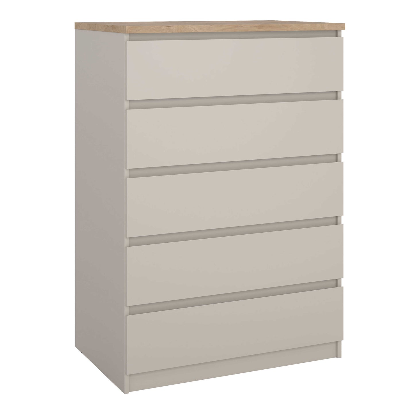 Budapest Cream and Natural Oak Effect Wood Chest 5 Drawers