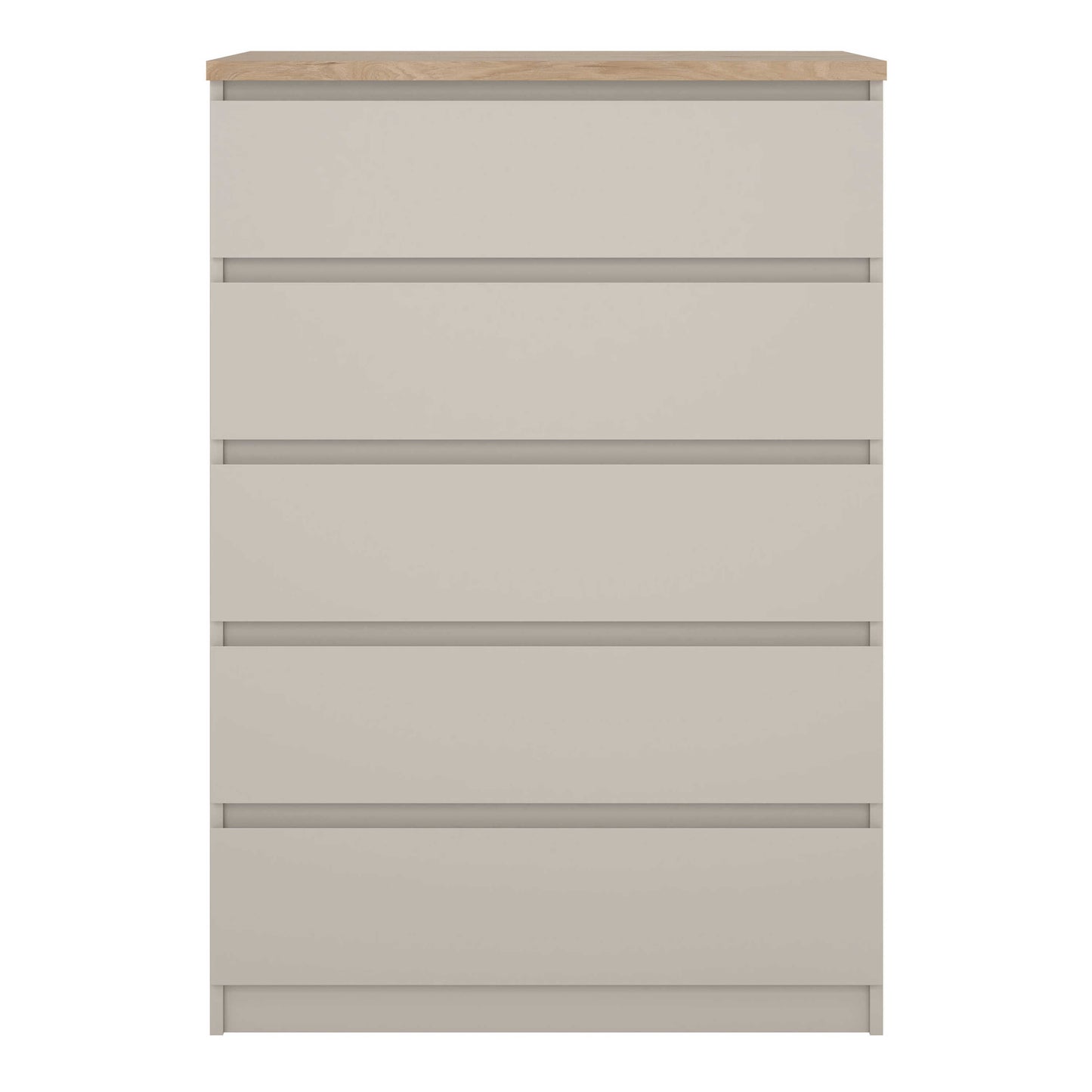 Budapest Cream and Natural Oak Effect Wood Chest 5 Drawers