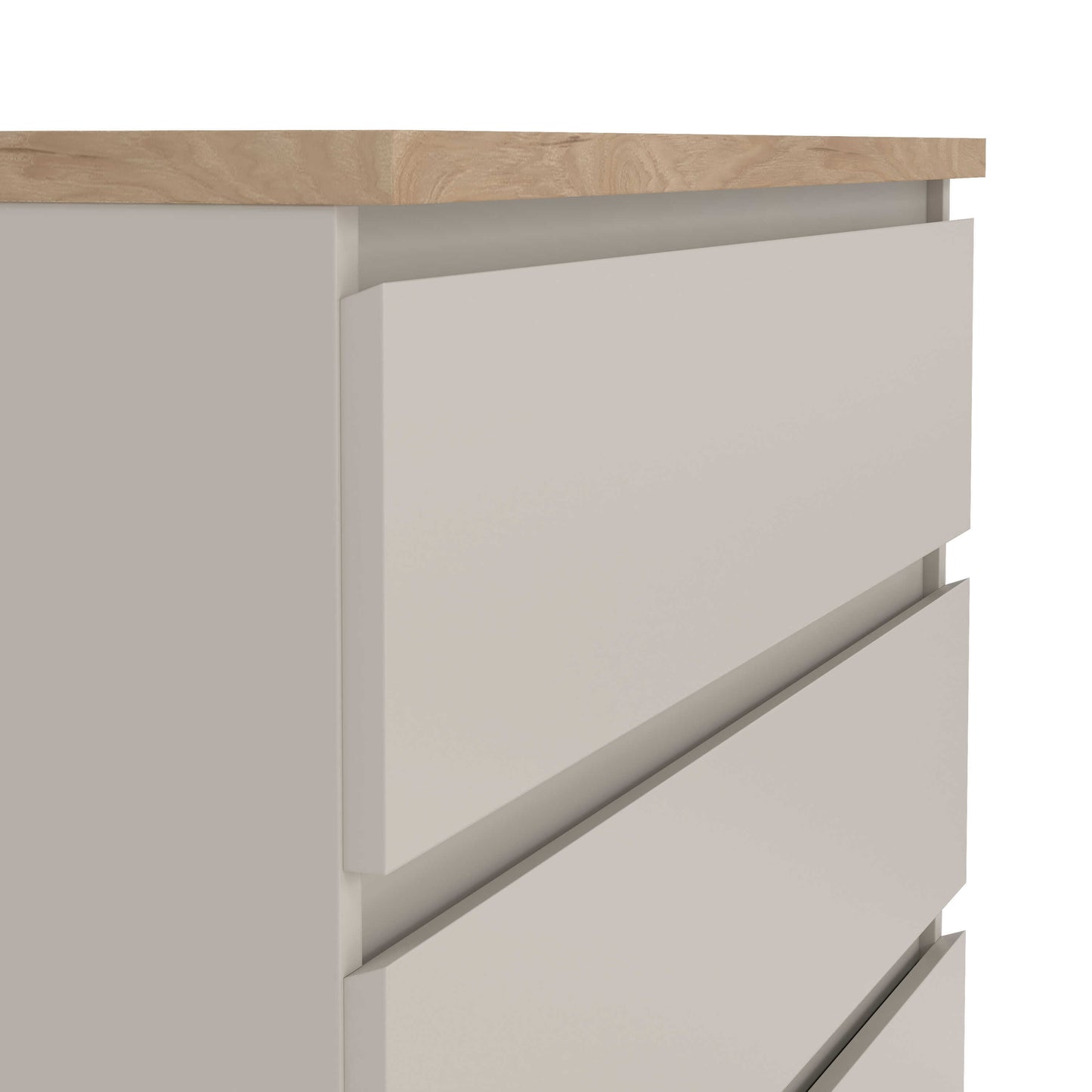 Budapest Cream and Natural Oak Effect Wood Chest 5 Drawers