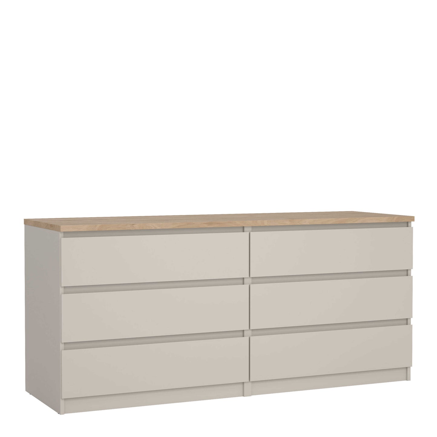 Budapest Cream and Natural Oak Effect Wide Chest 6 Drawers