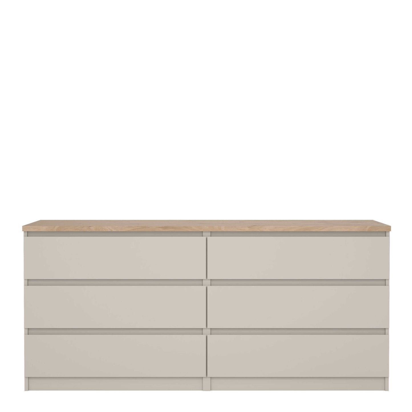 Budapest Cream and Natural Oak Effect Wide Chest 6 Drawers