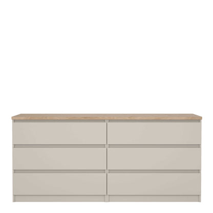 Budapest Cream and Natural Oak Effect Wide Chest 6 Drawers