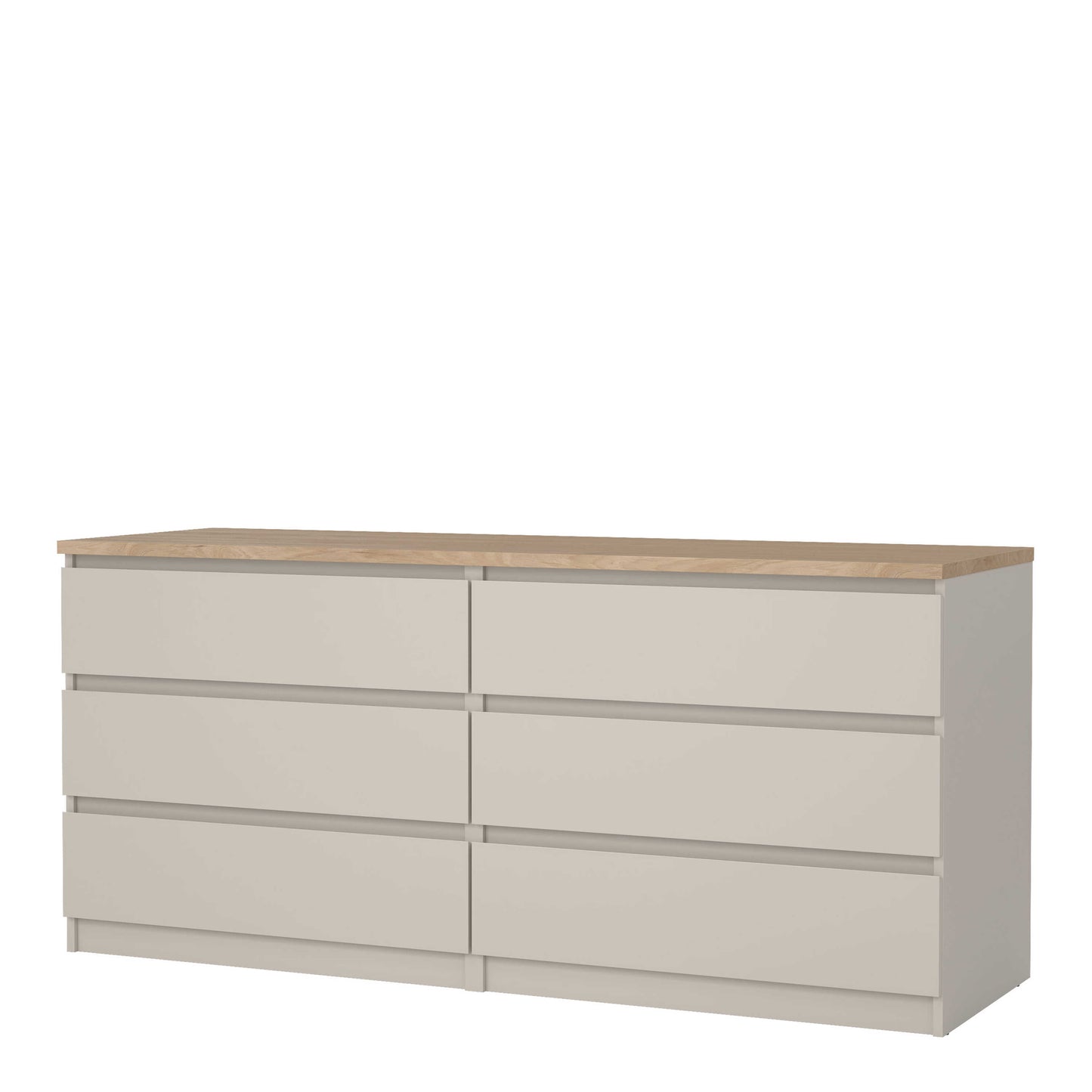 Budapest Cream and Natural Oak Effect Wide Chest 6 Drawers