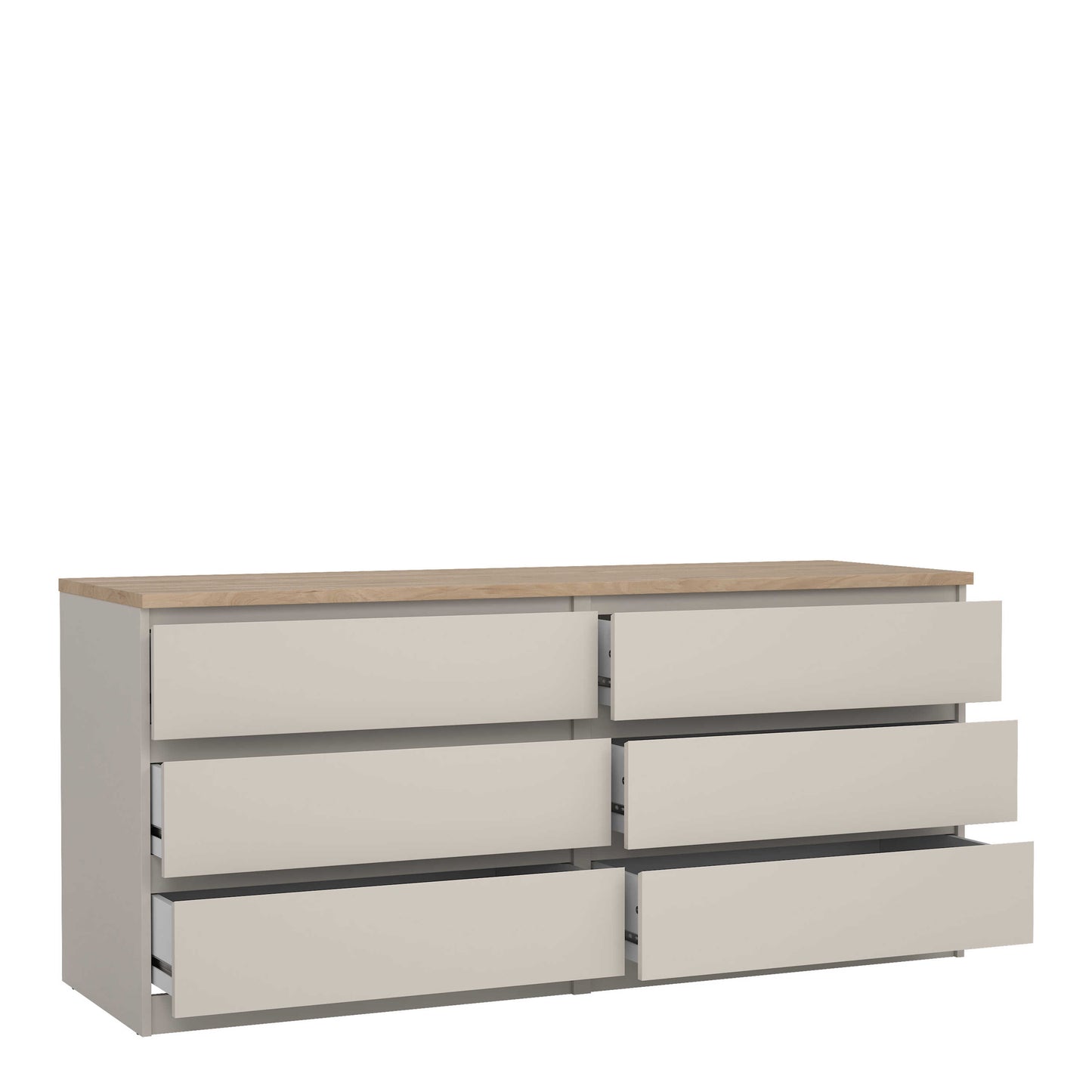Budapest Cream and Natural Oak Effect Wide Chest 6 Drawers