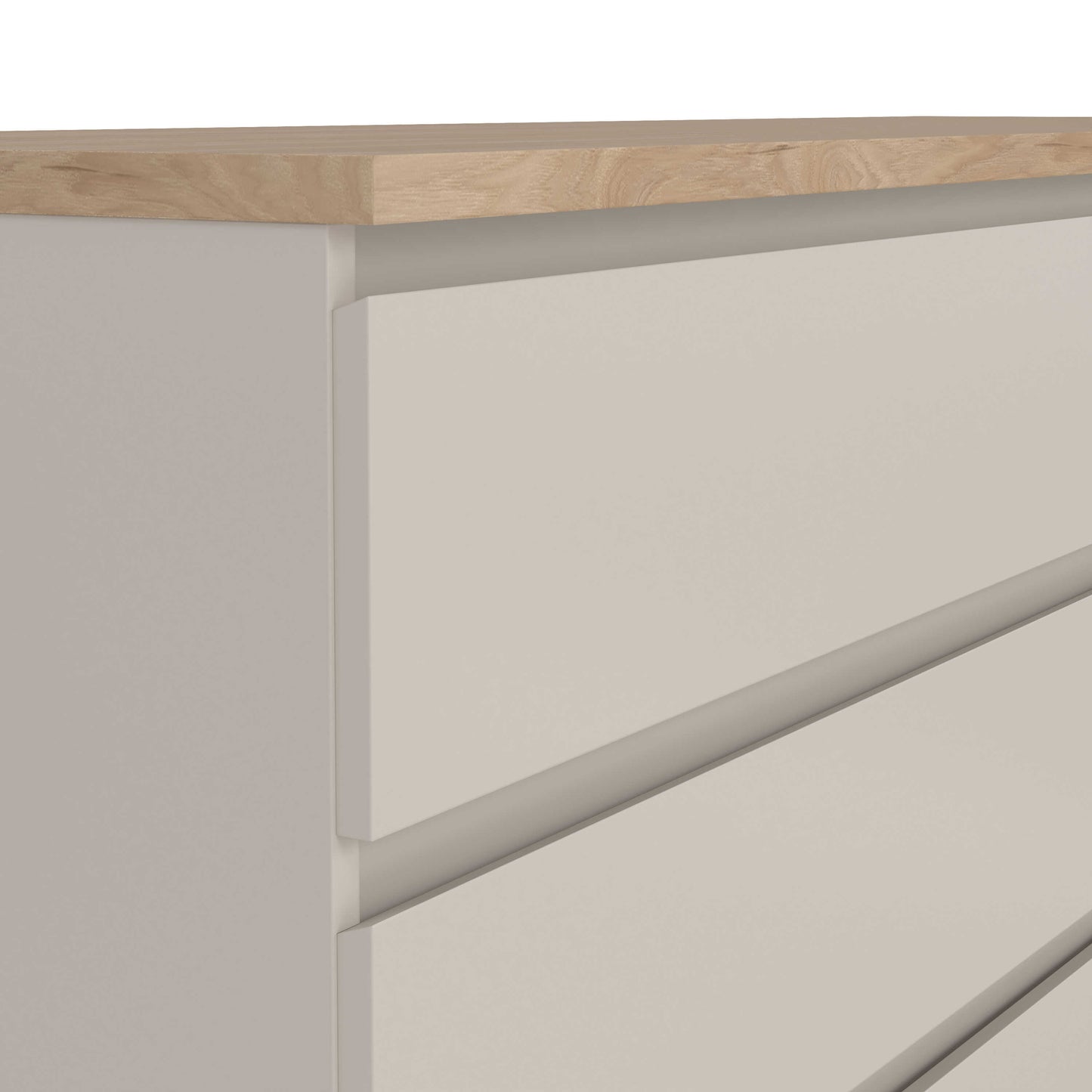 Budapest Cream and Natural Oak Effect Wide Chest 6 Drawers