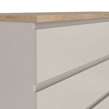 Budapest Cream and Natural Oak Effect Wide Chest 6 Drawers