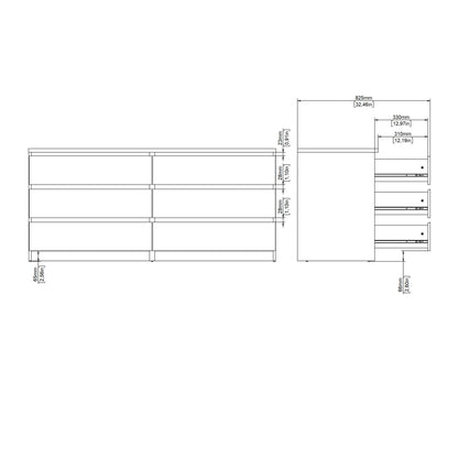 Budapest Cream and Natural Oak Effect Wide Chest 6 Drawers