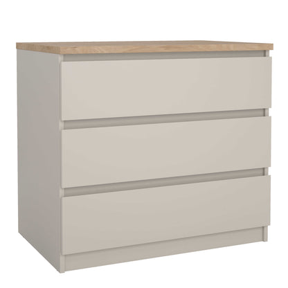 Budapest Cream and Natural Oak Effect Chest 3 drawers