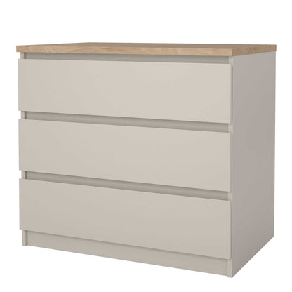 Budapest Cream and Natural Oak Effect Chest 3 drawers