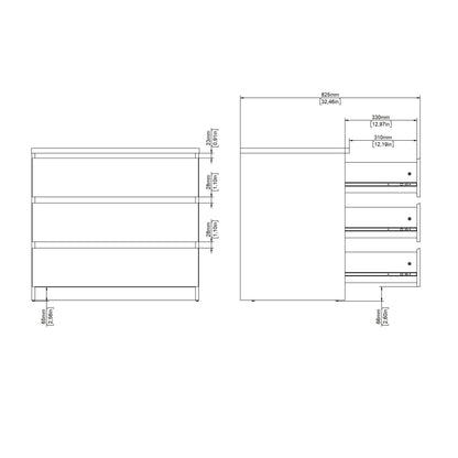 Budapest Cream and Natural Oak Effect Chest 3 drawers
