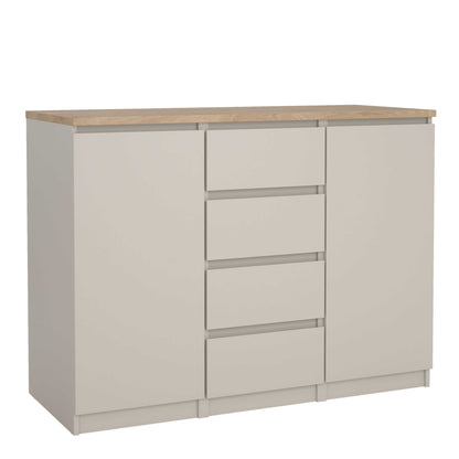 Budapest Cream and Natural Oak Effect Sideboard 2 Doors 4 Drawers