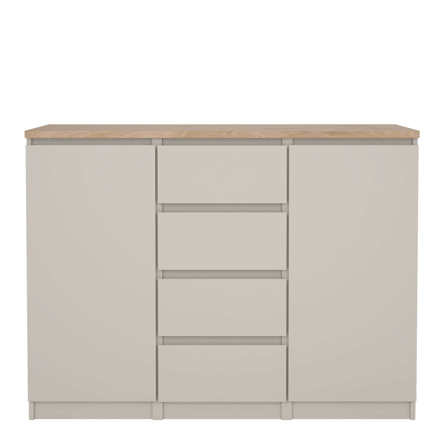 Budapest Cream and Natural Oak Effect Sideboard 2 Doors 4 Drawers