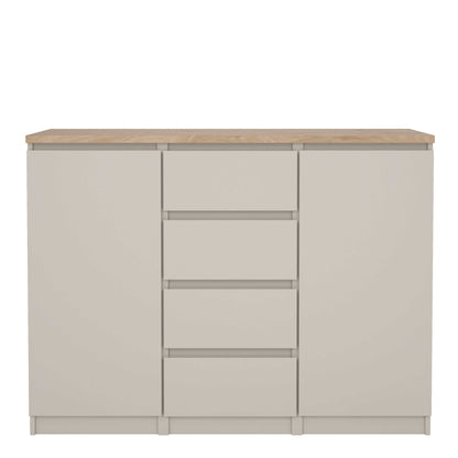 Budapest Cream and Natural Oak Effect Sideboard 2 Doors 4 Drawers