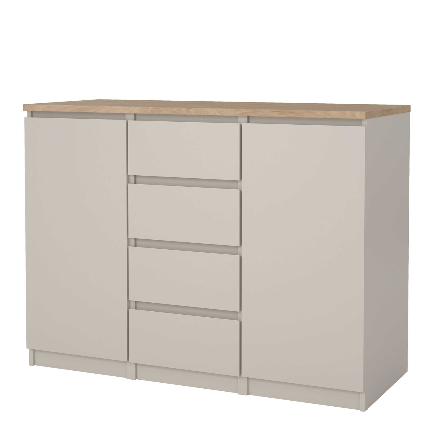 Budapest Cream and Natural Oak Effect Sideboard 2 Doors 4 Drawers