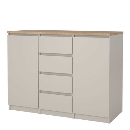 Budapest Cream and Natural Oak Effect Sideboard 2 Doors 4 Drawers