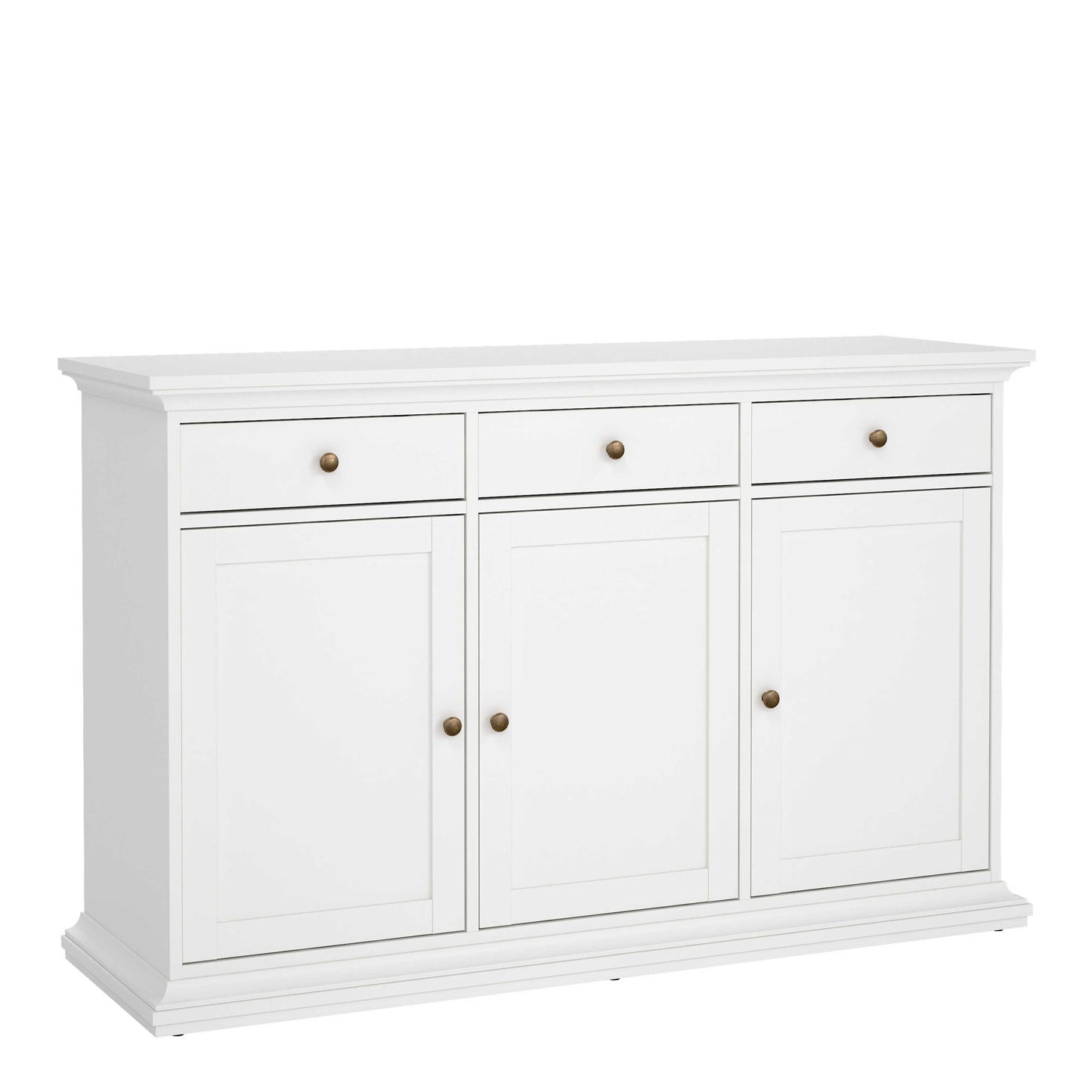Osaka Farmhouse White Wooden Sideboard 3 Doors 3 Drawers