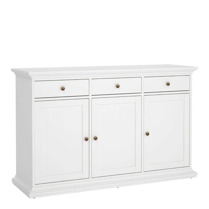 Osaka Farmhouse White Wooden Sideboard 3 Doors 3 Drawers