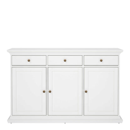 Osaka Farmhouse White Wooden Sideboard 3 Doors 3 Drawers