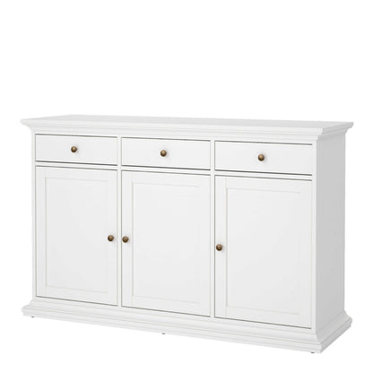 Osaka Farmhouse White Wooden Sideboard 3 Doors 3 Drawers