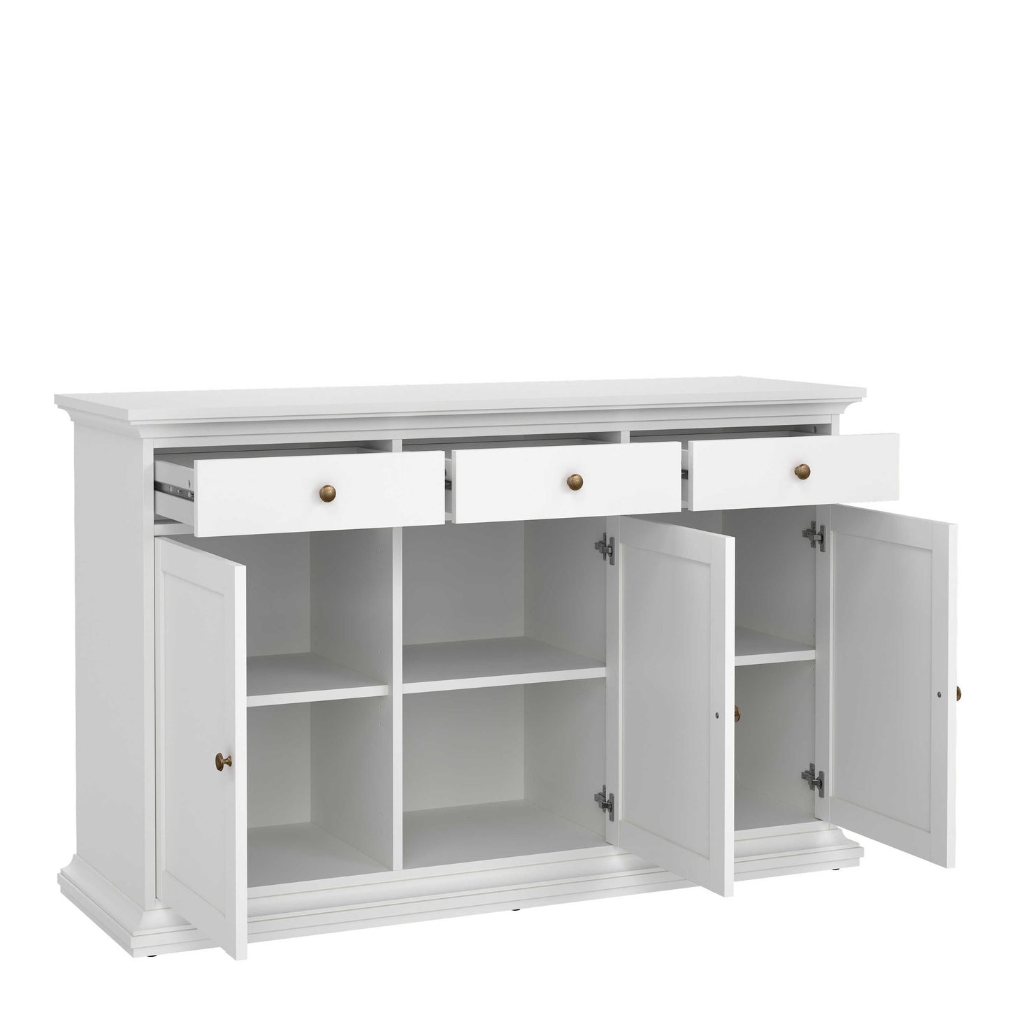 Osaka Farmhouse White Wooden Sideboard 3 Doors 3 Drawers