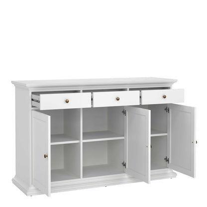 Osaka Farmhouse White Wooden Sideboard 3 Doors 3 Drawers