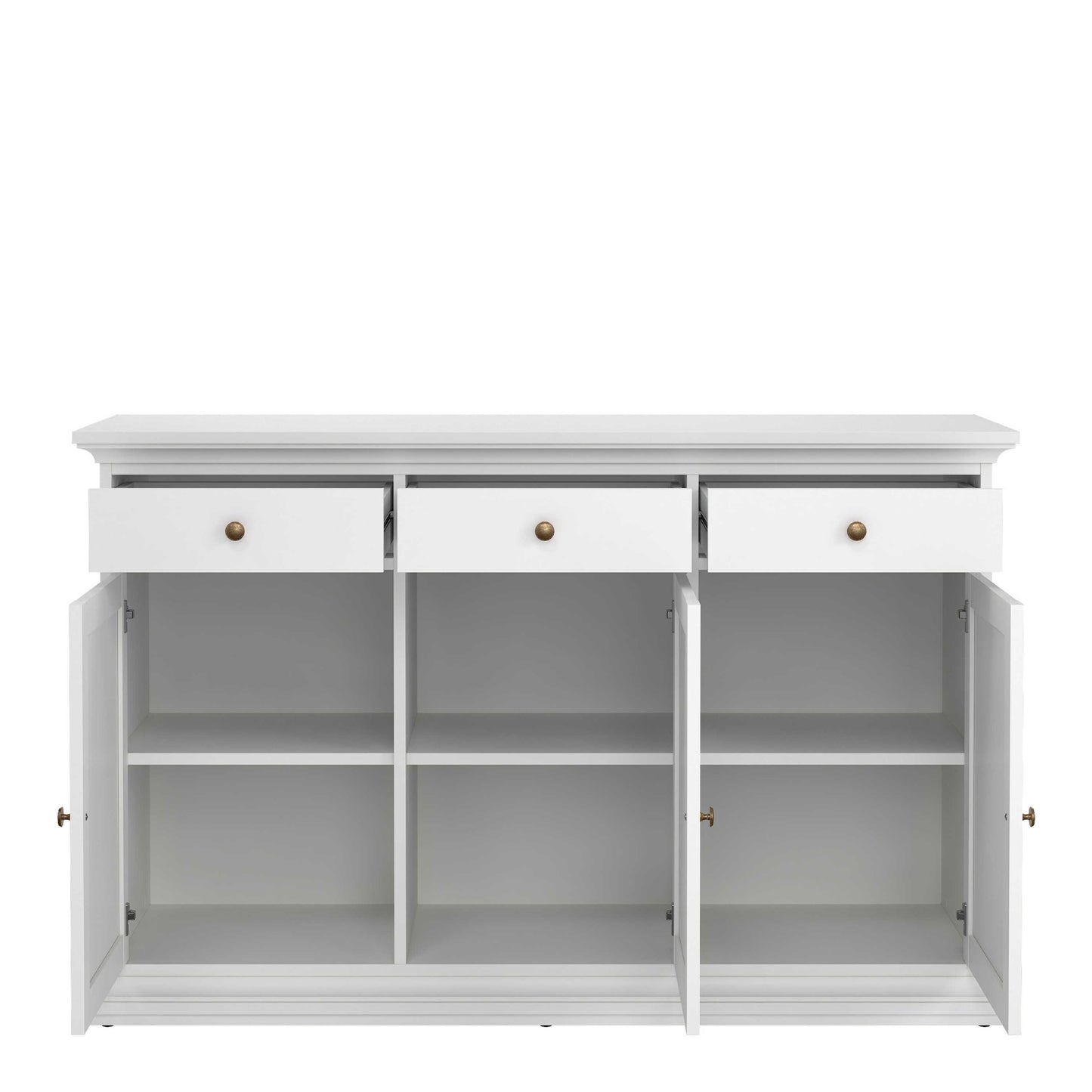 Osaka Farmhouse White Wooden Sideboard 3 Doors 3 Drawers
