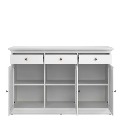 Osaka Farmhouse White Wooden Sideboard 3 Doors 3 Drawers