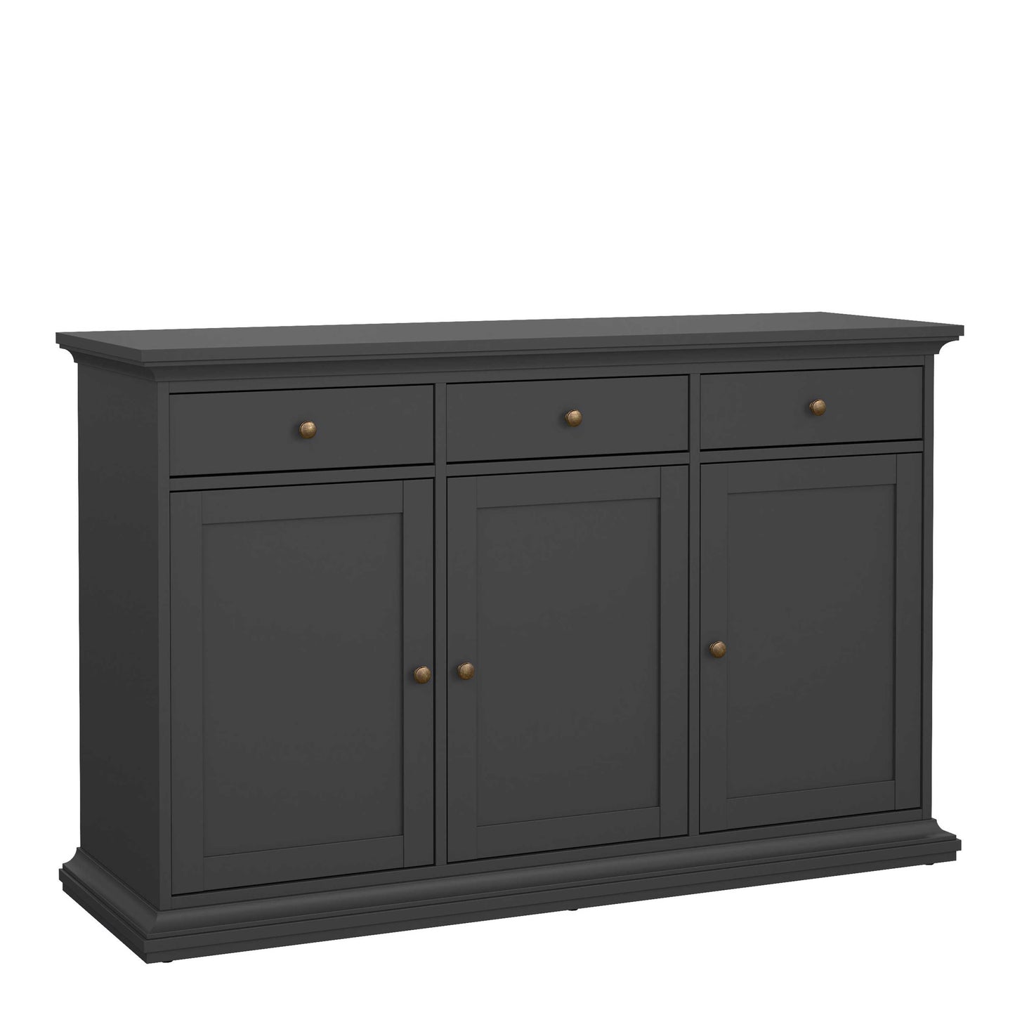 Osaka Farmhouse Dark Grey Wooden Sideboard 3 Doors 3 Drawers