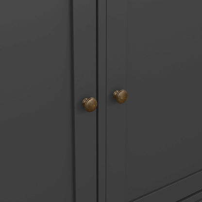 Osaka Farmhouse Dark Grey Wooden Sideboard 3 Doors 3 Drawers