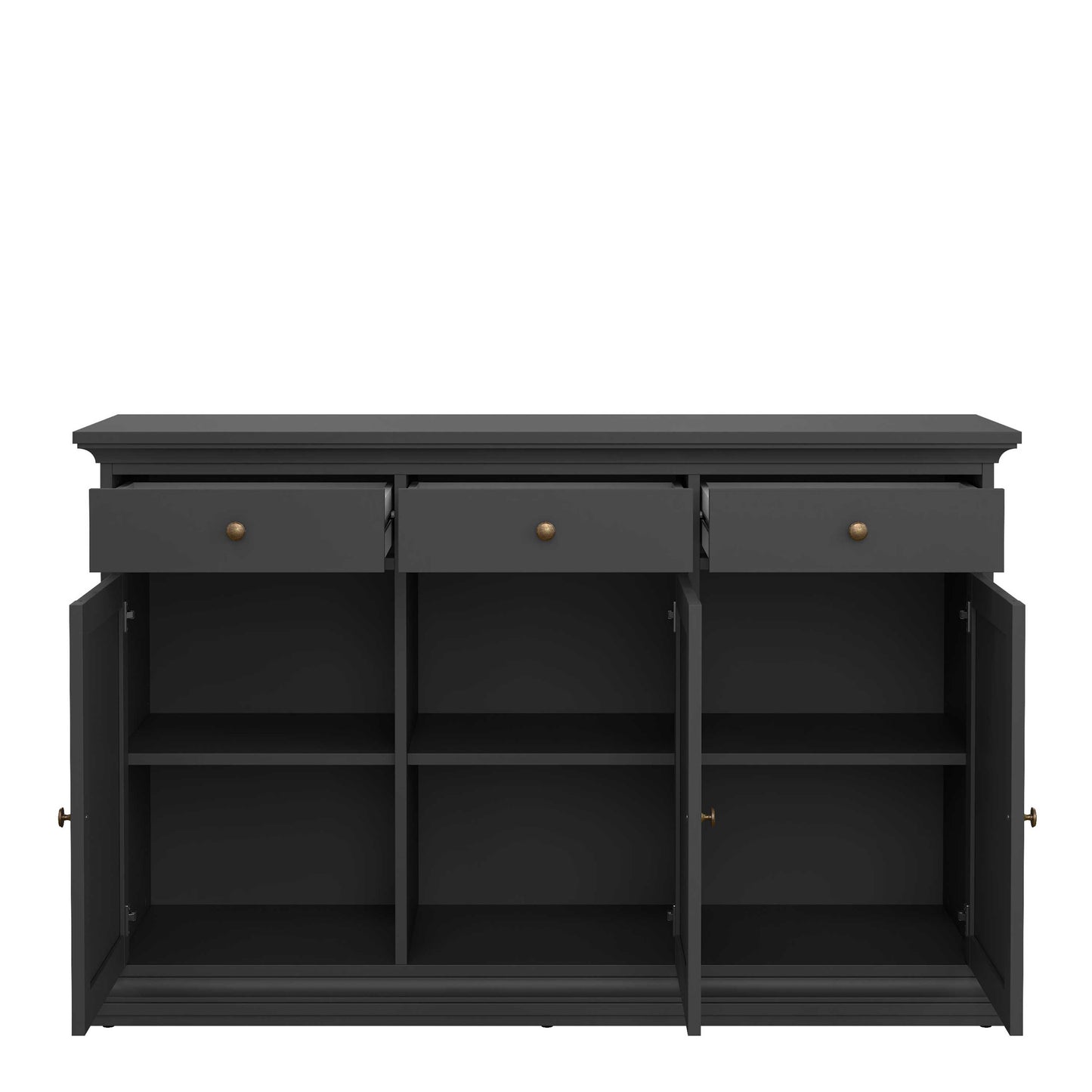 Osaka Farmhouse Dark Grey Wooden Sideboard 3 Doors 3 Drawers