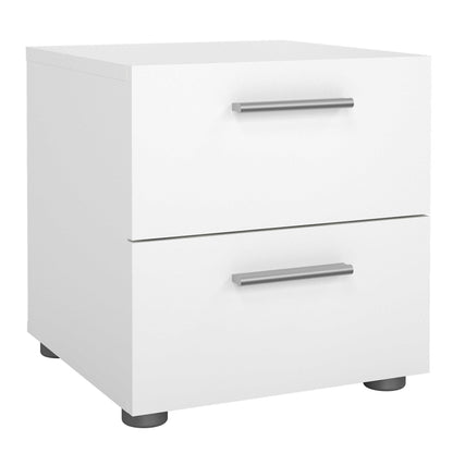 Daejeon White Wooden Bedside 2 Drawers