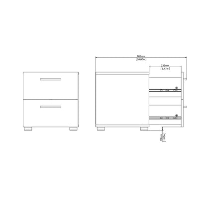 Daejeon White Wooden Bedside 2 Drawers