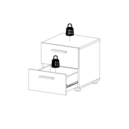 Daejeon White Wooden Bedside 2 Drawers