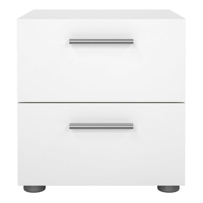 Daejeon White Wooden Bedside 2 Drawers
