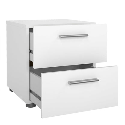 Daejeon White Wooden Bedside 2 Drawers