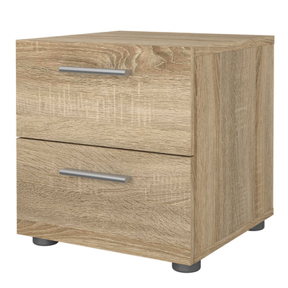 Daejeon Natural Oak Effect Wood Bedside Table 2 Drawers