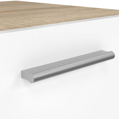 Daejeon White and Natural Oak Effect Wood Bedside Table 2 Drawers