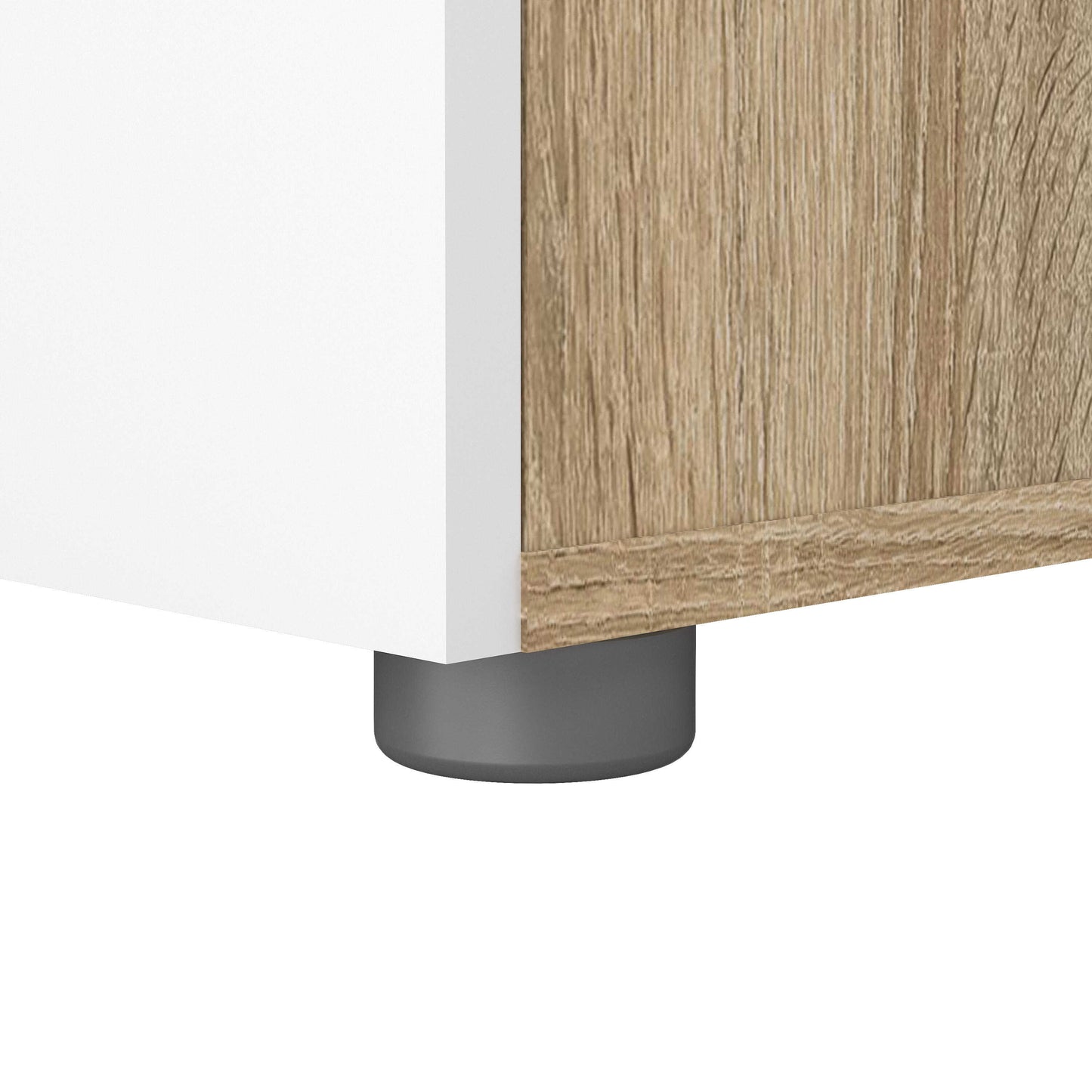 Daejeon White and Natural Oak Effect Wood Bedside Table 2 Drawers