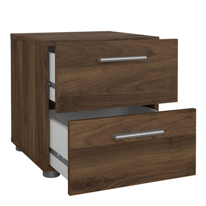 Daejeon Walnut Wood Effect Bedside Table 2 Drawers