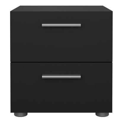 Daejeon Black Wooden Bedside Table 2 Drawers