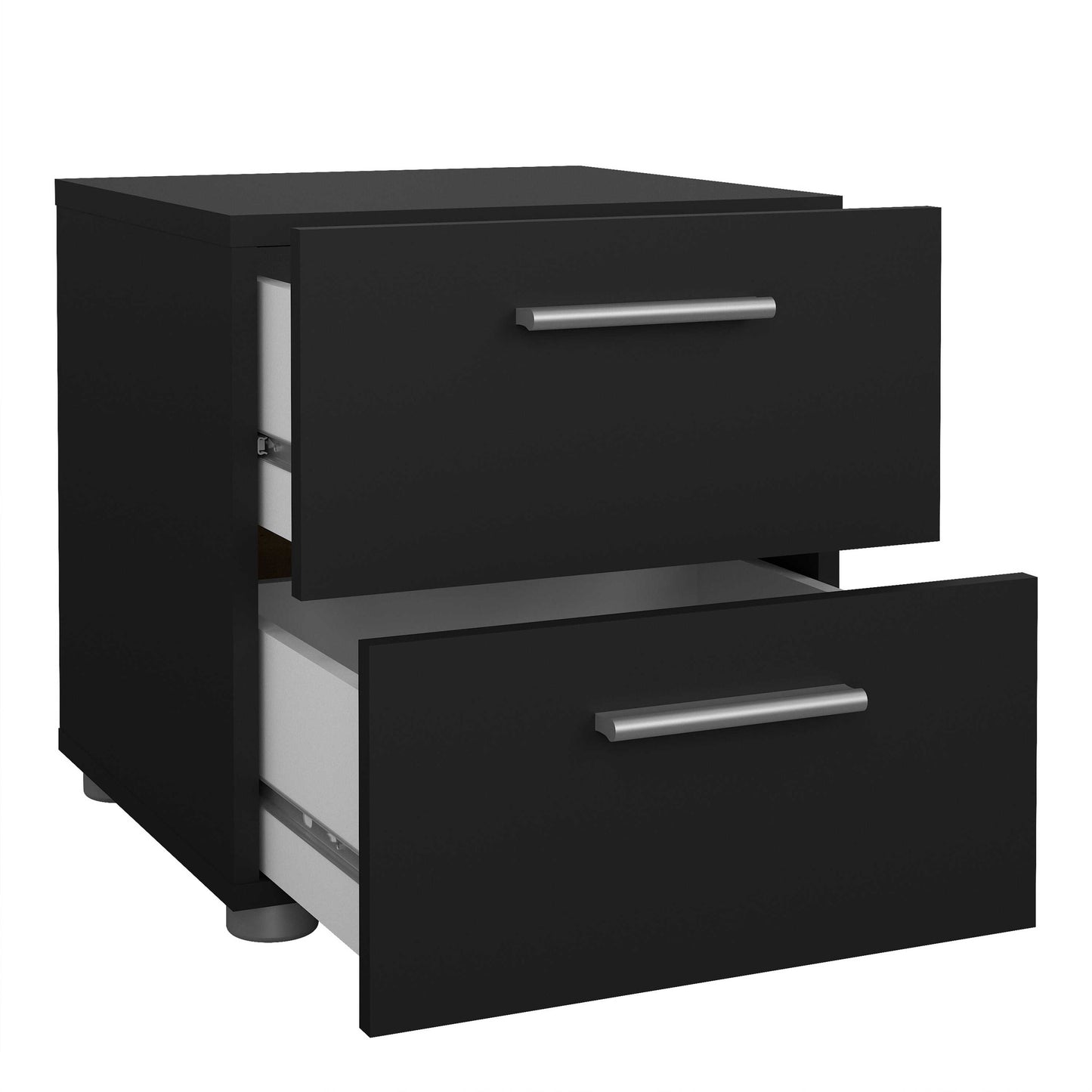 Daejeon Black Wooden Bedside Table 2 Drawers